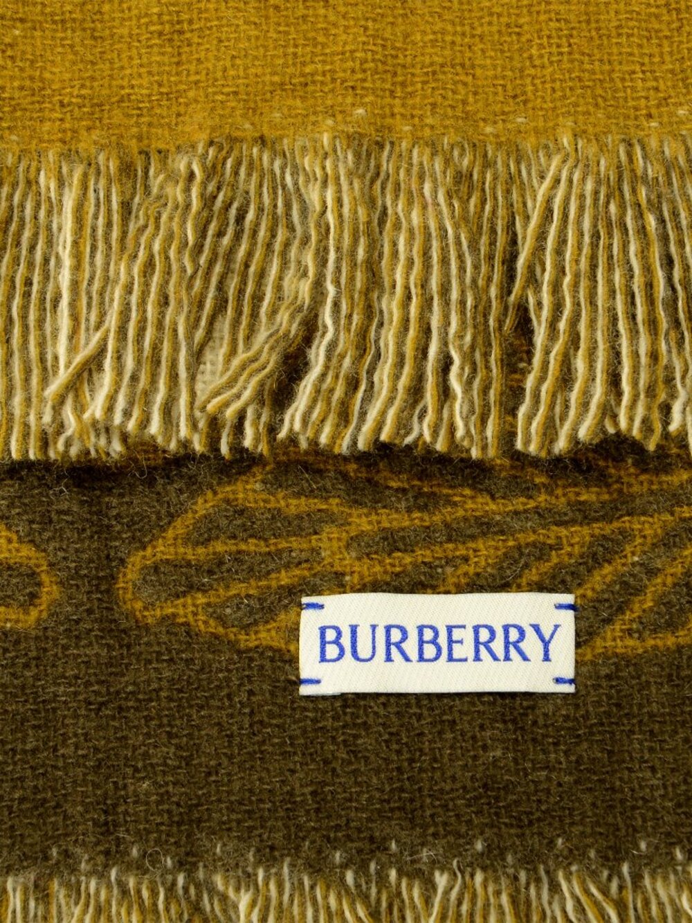 Burberry "MU B Shield Graphic Scf" Loch Wool Cashmere Scarf - Picture 2 of 4